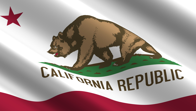 Waving flag of California state.